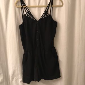 Black Romper with Pockets